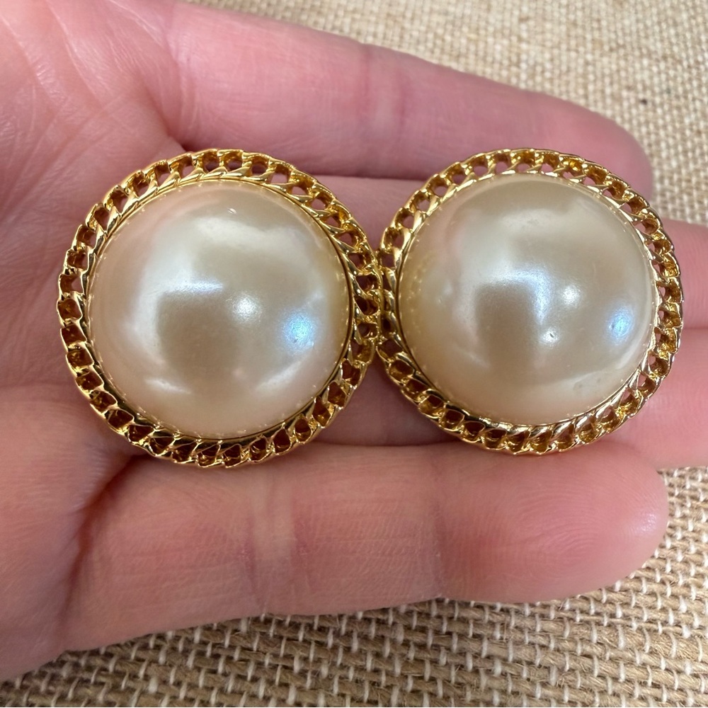 Vintage Givenchy Faux Pearl Clip On Earrings